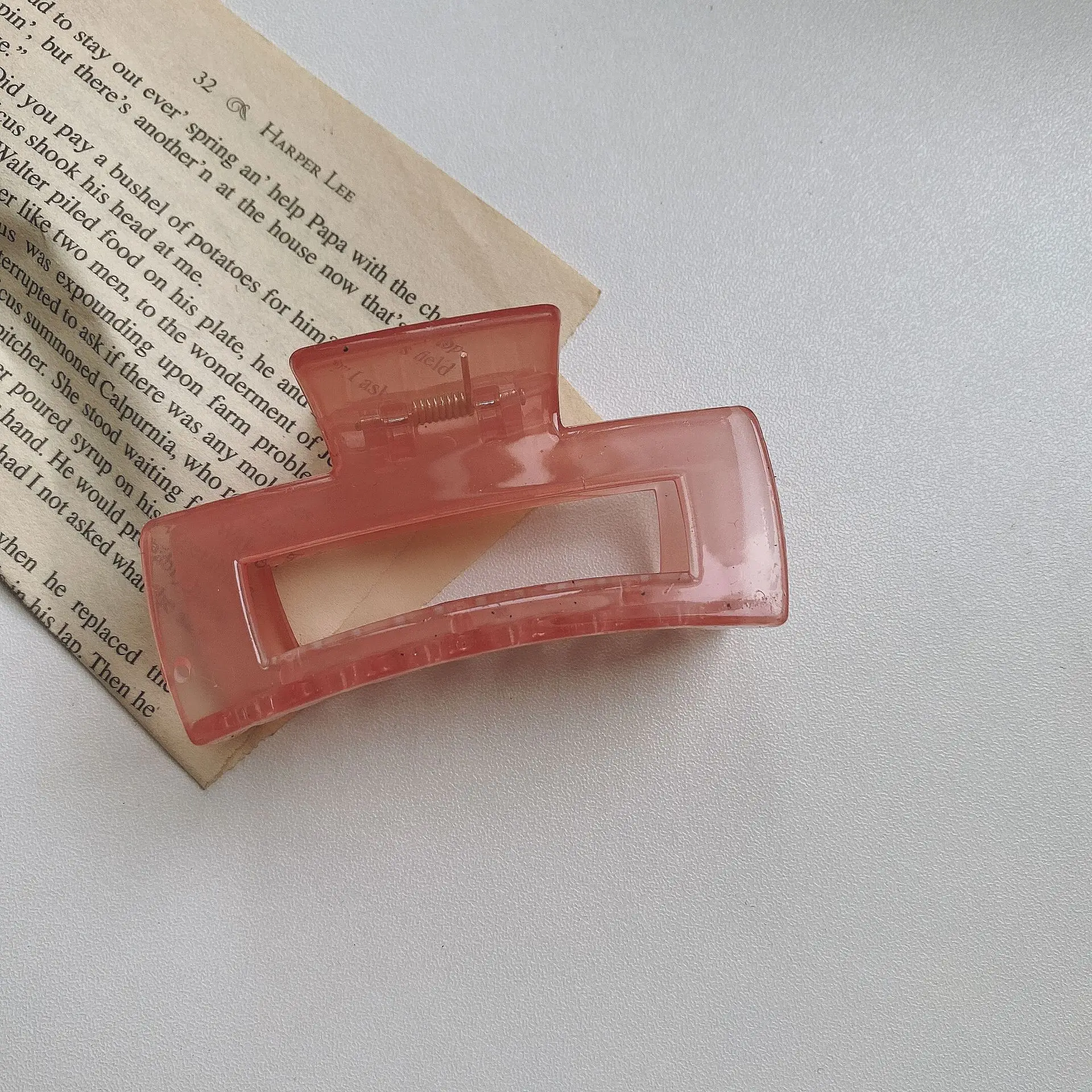 Jelly Color Square Hair Clips Medium Women's Frosted