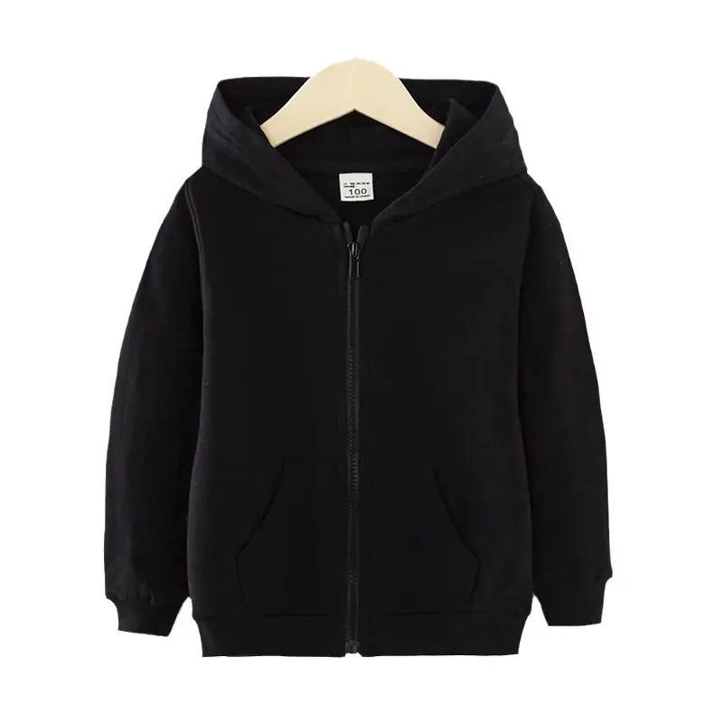 Gray Full-Zip Hooded Zipper Jacket for Boys Girls - Image 7