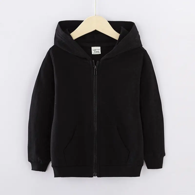 Gray Full-Zip Hooded Zipper Jacket for Boys Girls - Image 5