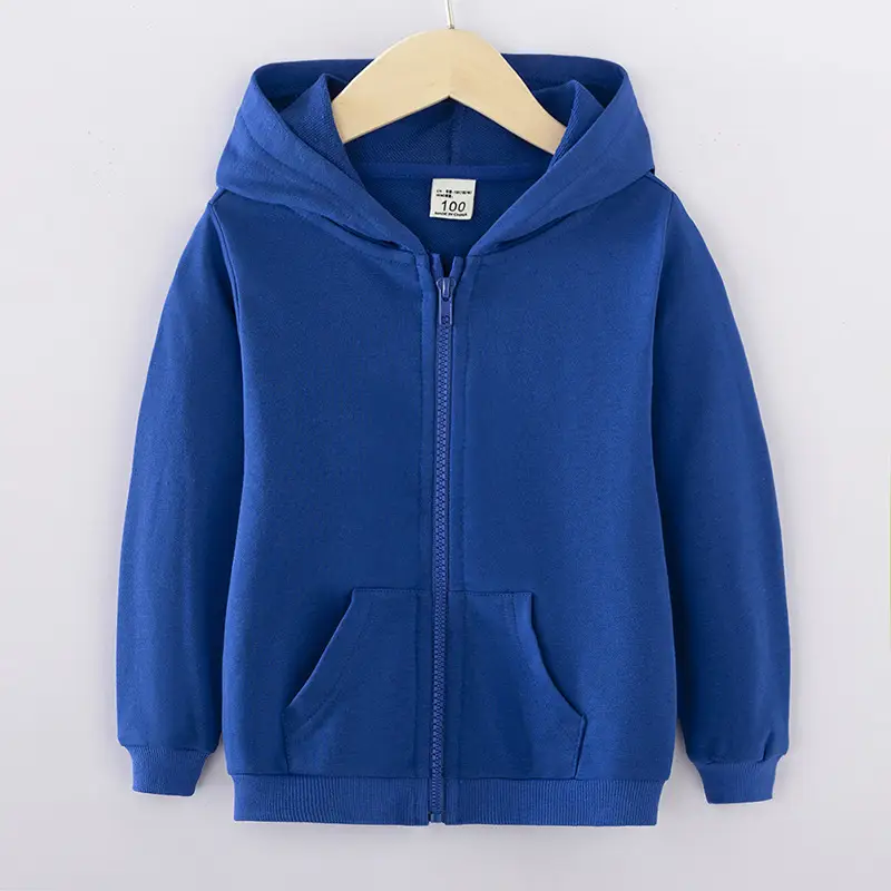 Gray Full-Zip Hooded Zipper Jacket for Boys Girls - Image 6