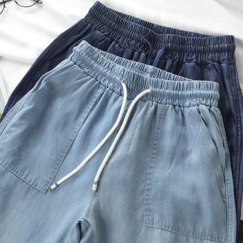 Tencel Light Blue Casual Pants Women Large - Image 8