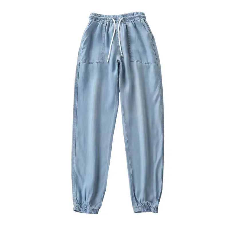 Tencel Light Blue Casual Pants Women Large - Image 9