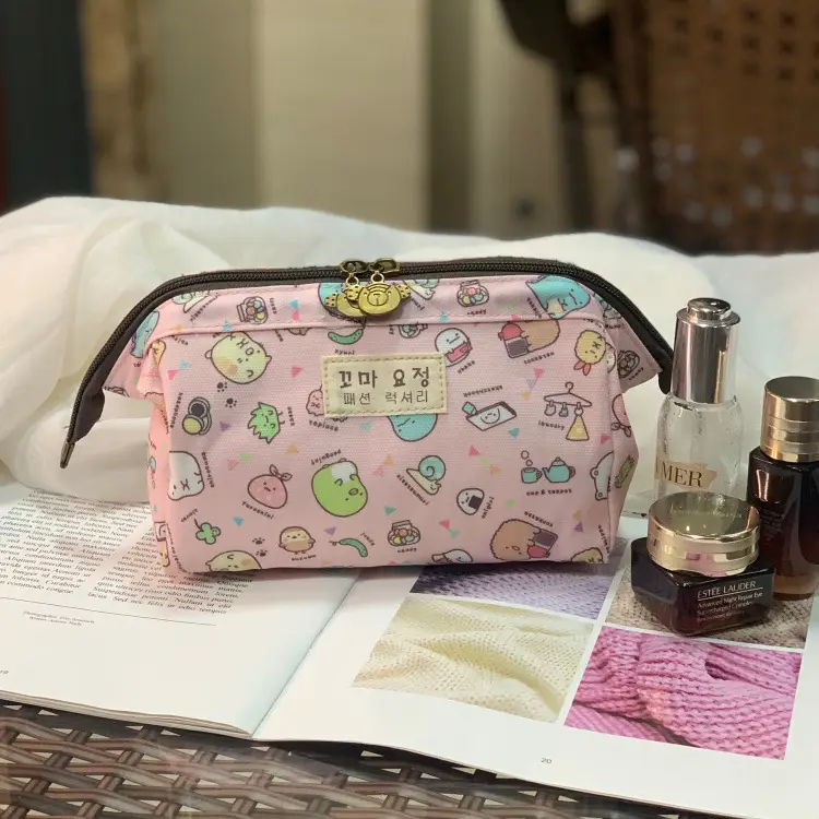 Waterproof Korean Style Cosmetic Bag with Zipper Closure