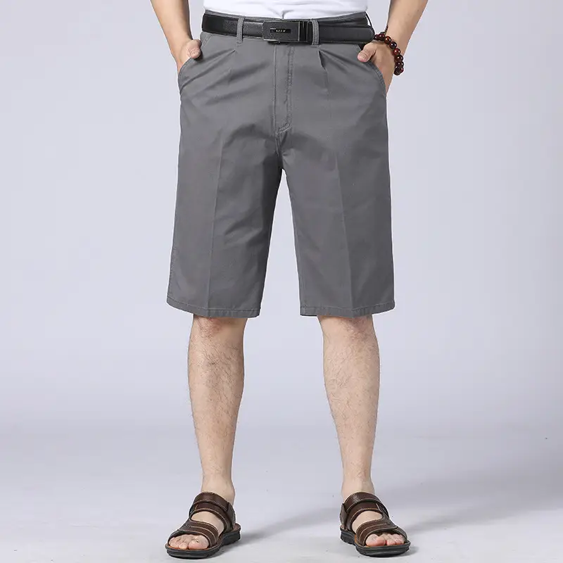 Men Cotton Cropped Shorts Grey High Waist - Image 7