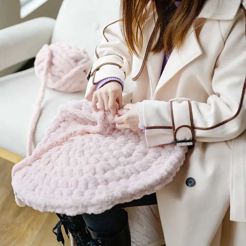 snowball cat tail super thick wool finger line scarf ice line diy hand woven cushion blanket pet nest