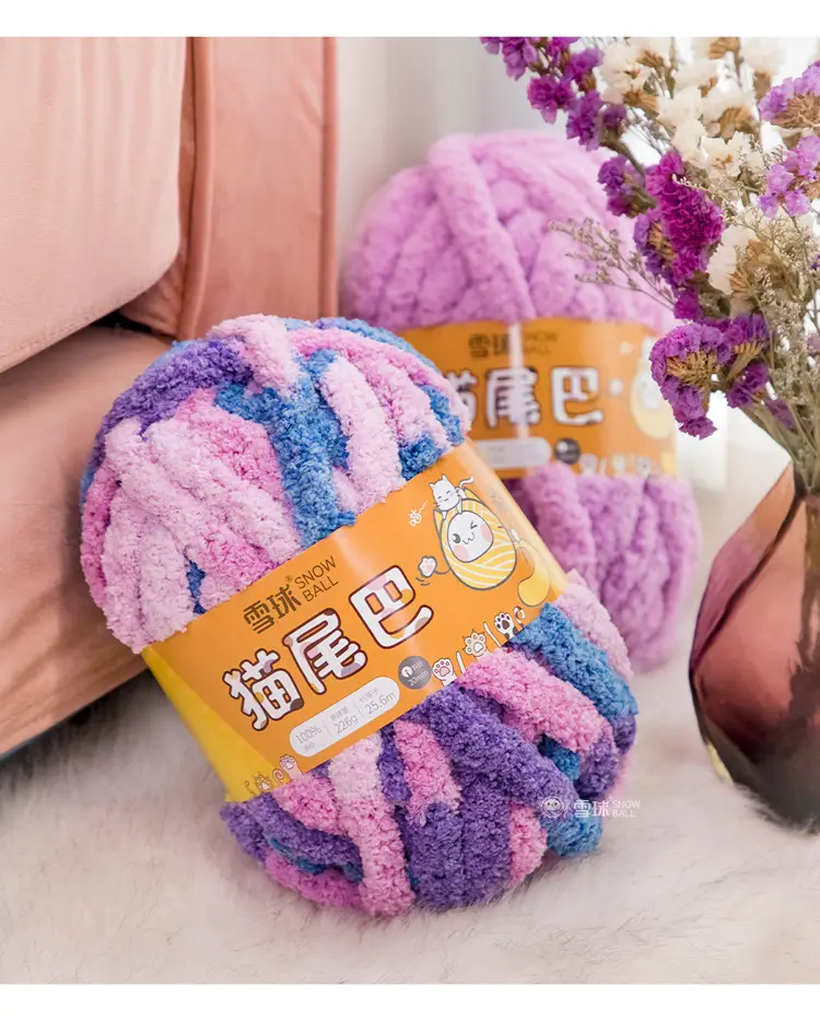 snowball cat tail super thick wool finger line scarf ice line diy hand woven cushion blanket pet nest — feature 14