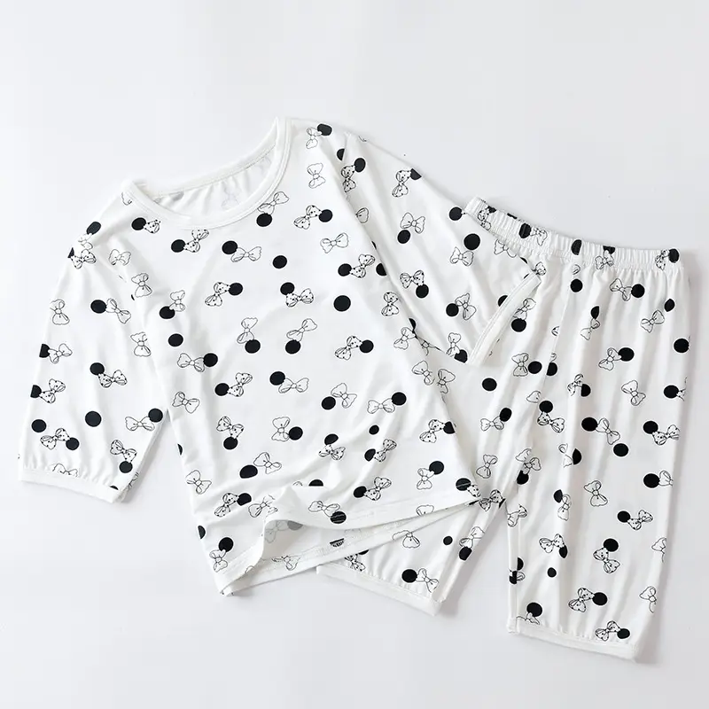 Girls Cotton Pajamas Set with Heart Print