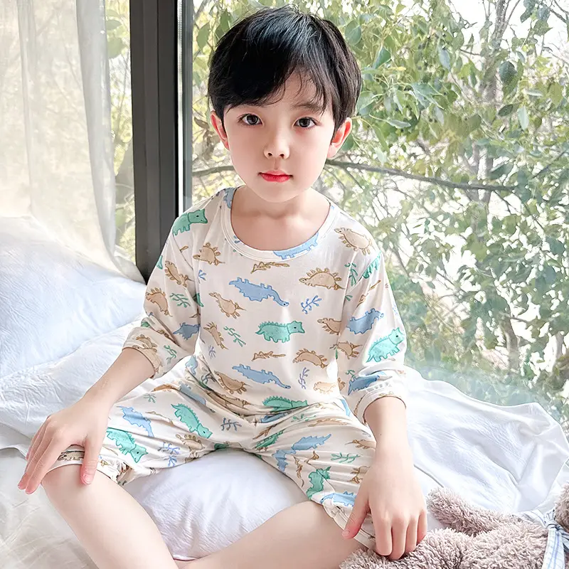 Girls Cotton Pajamas Set with Heart Print