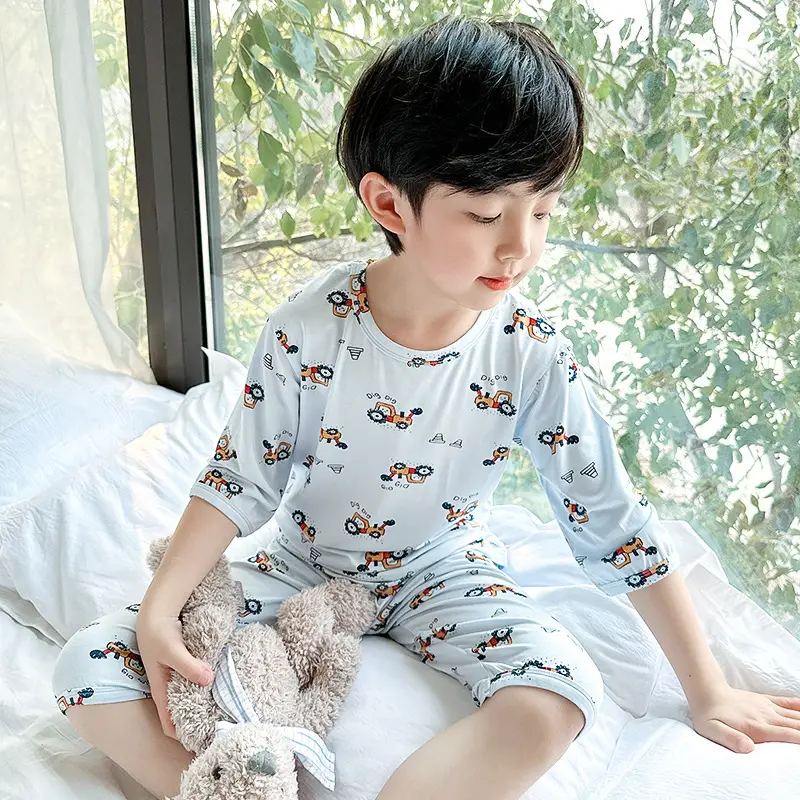 Girls Cotton Pajamas Set with Heart Print