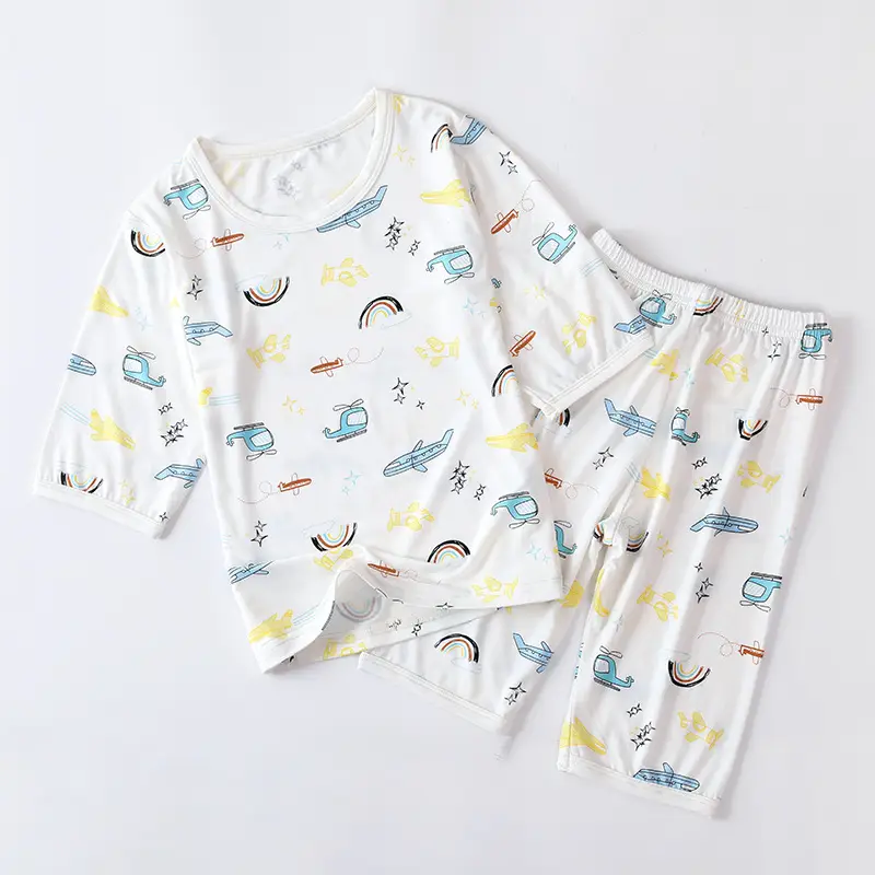 Girls Cotton Pajamas Set with Heart Print