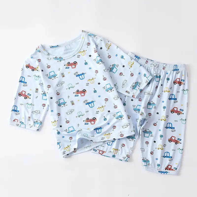 Girls Cotton Pajamas Set with Heart Print
