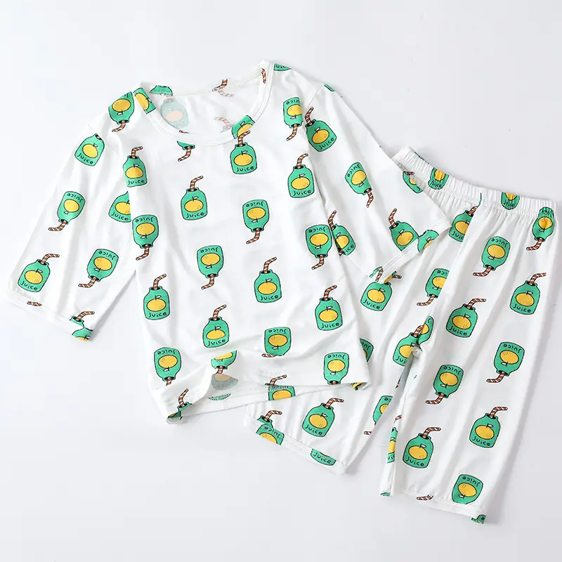 Girls Cotton Pajamas Set with Heart Print