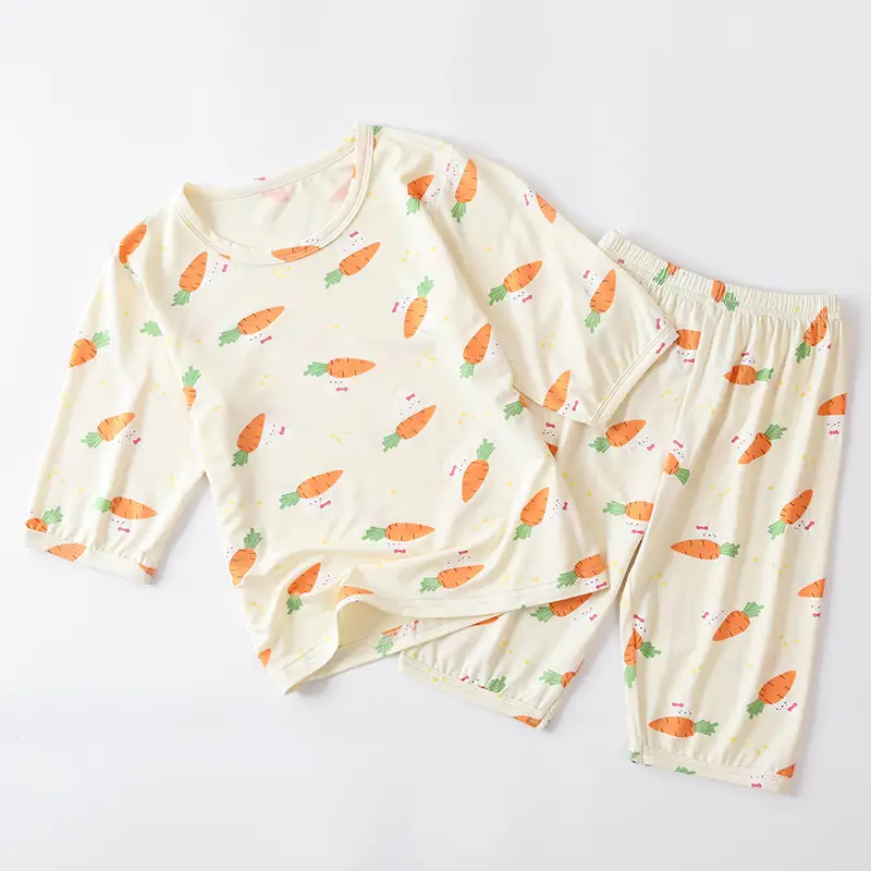 Girls Cotton Pajamas Set with Heart Print