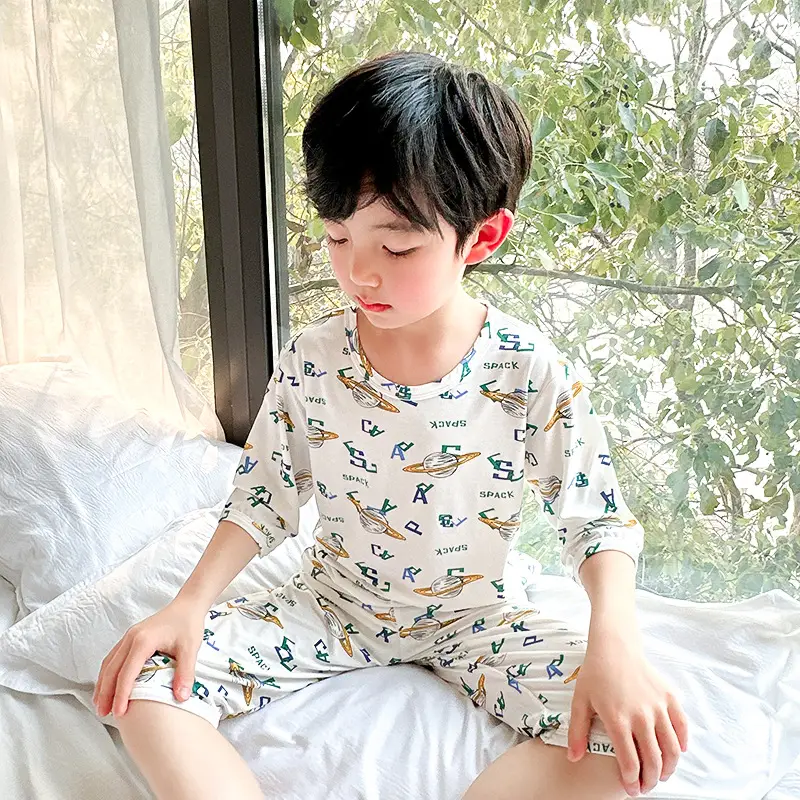 Girls Cotton Pajamas Set with Heart Print