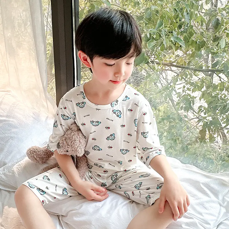 Girls Cotton Pajamas Set with Heart Print