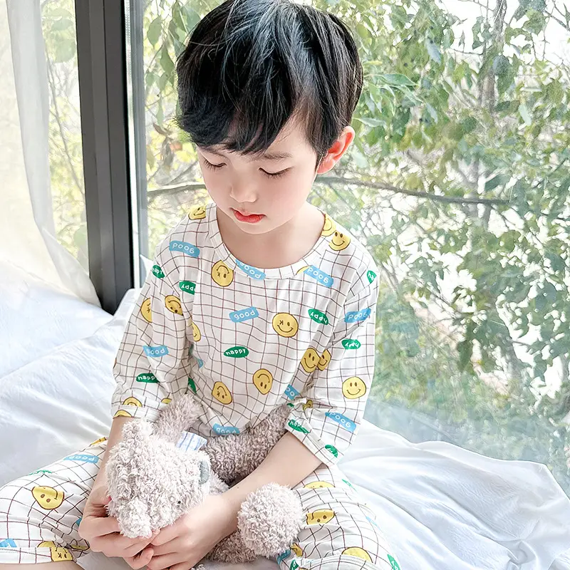 Girls Cotton Pajamas Set with Heart Print