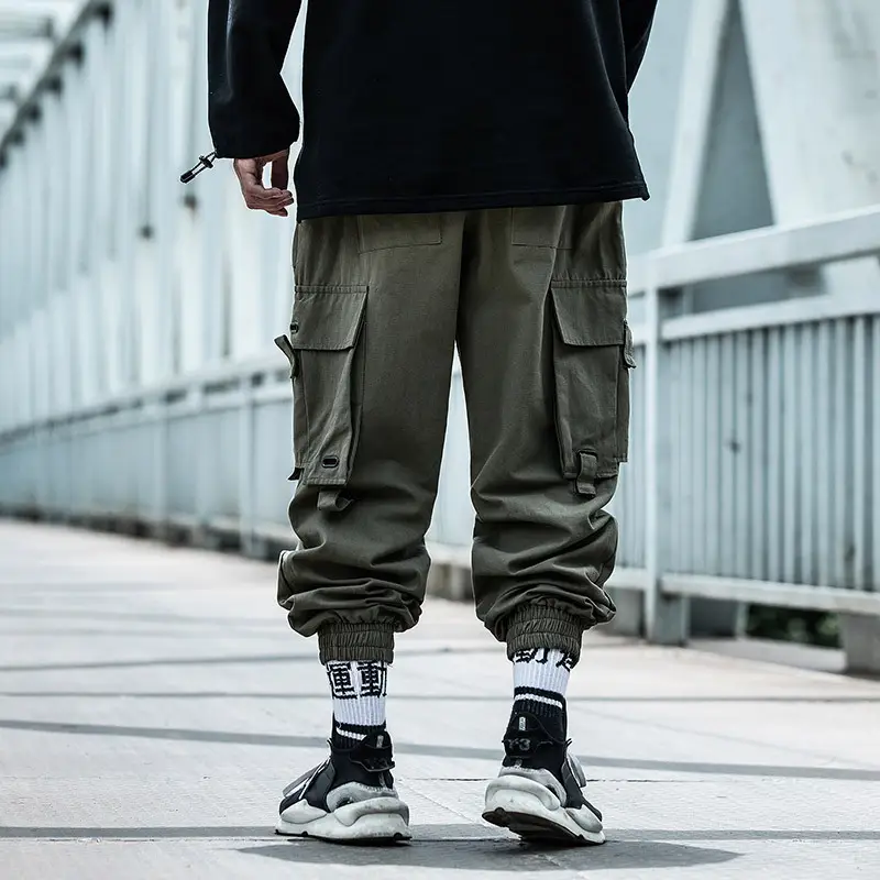 Men Black Cargo Pants with High-Tech Sneakers - Image 6