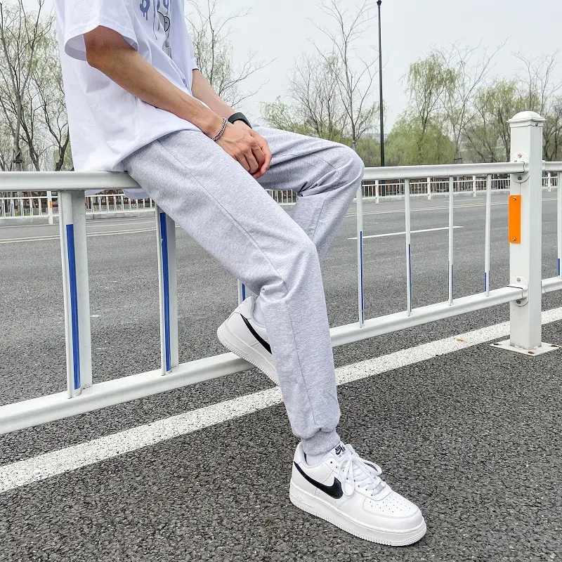 Summer Men's Fish Scale Cloth Pants Grey White