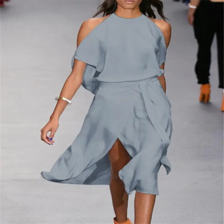 White Sleeveless Split Dress for Women - Image 2