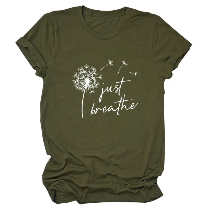 Women's Pink Dandelion Printed T-Shirt Just Breathable Casual Pullover - Image 10