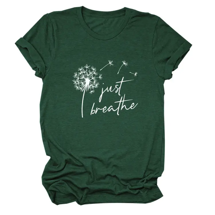 Women's Pink Dandelion Printed T-Shirt Just Breathable Casual Pullover - Image 12