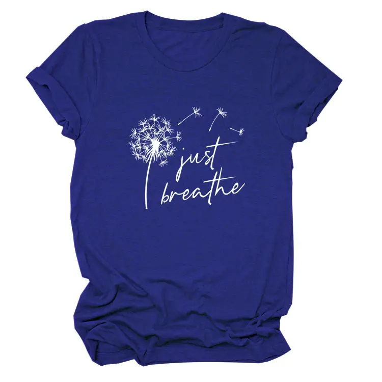 Women's Pink Dandelion Printed T-Shirt Just Breathable Casual Pullover - Image 13