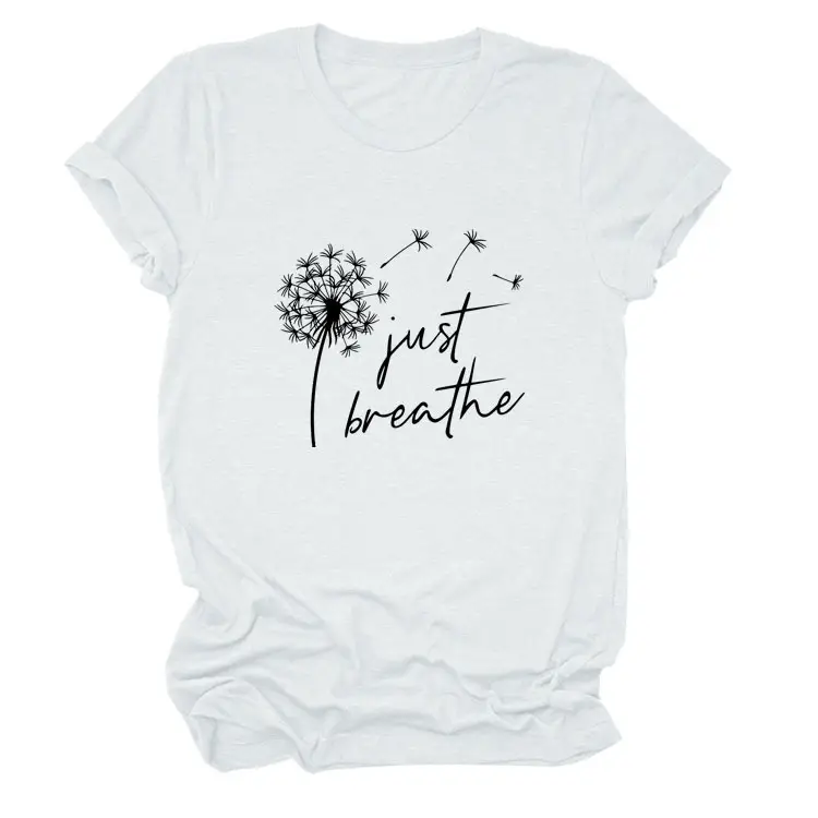 Women's Pink Dandelion Printed T-Shirt Just Breathable Casual Pullover - Image 15