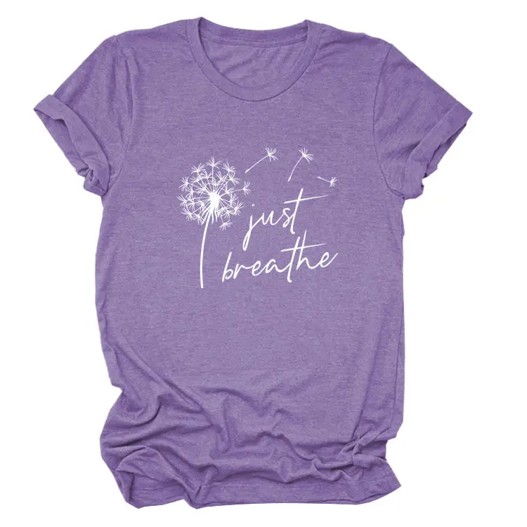 Women's Pink Dandelion Printed T-Shirt Just Breathable Casual Pullover - Image 16
