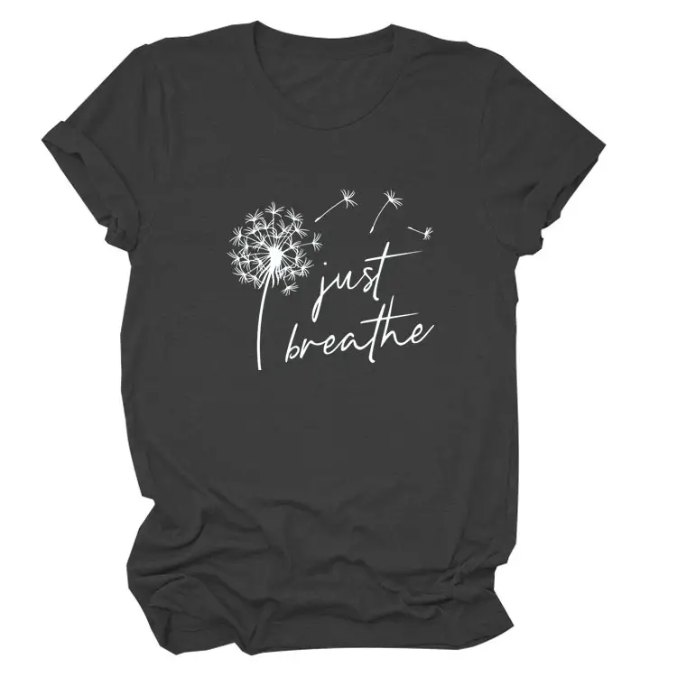 Women's Pink Dandelion Printed T-Shirt Just Breathable Casual Pullover - Image 20