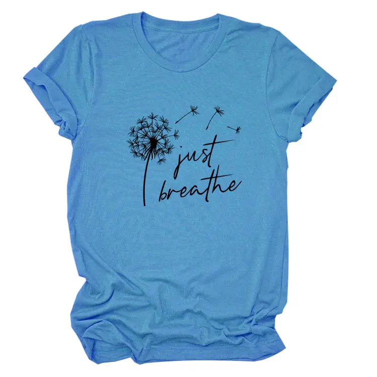Women's Pink Dandelion Printed T-Shirt Just Breathable Casual Pullover - Image 22