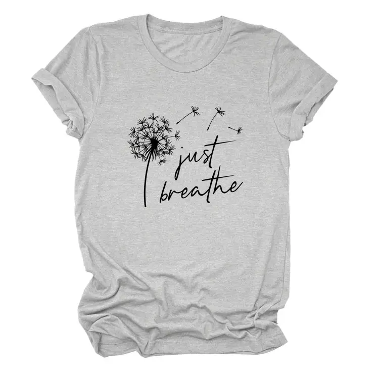 Women's Pink Dandelion Printed T-Shirt Just Breathable Casual Pullover - Image 4