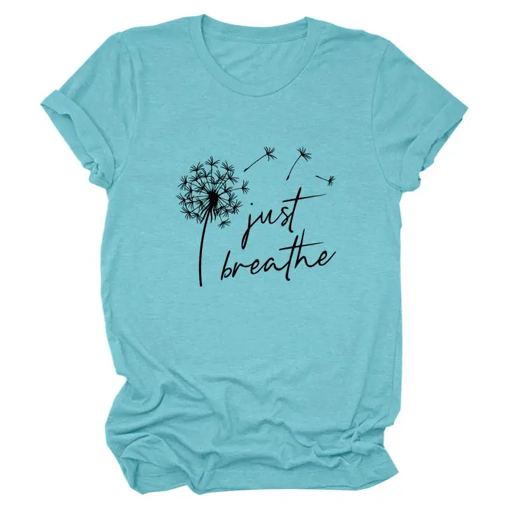 Women's Pink Dandelion Printed T-Shirt Just Breathable Casual Pullover - Image 7