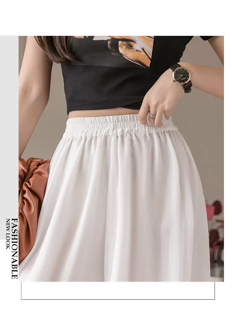 Double Layer Chiffon Wide Leg Pants Black White — feature 29