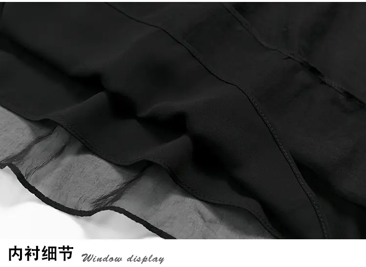 Double Layer Chiffon Wide Leg Pants Black White — feature 39