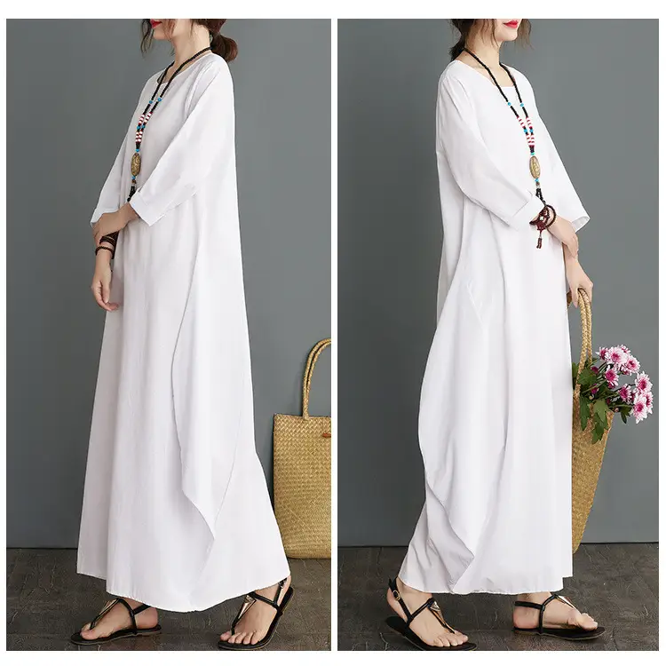 Real shot 2020 New loose plus size cotton linen dress — feature 13