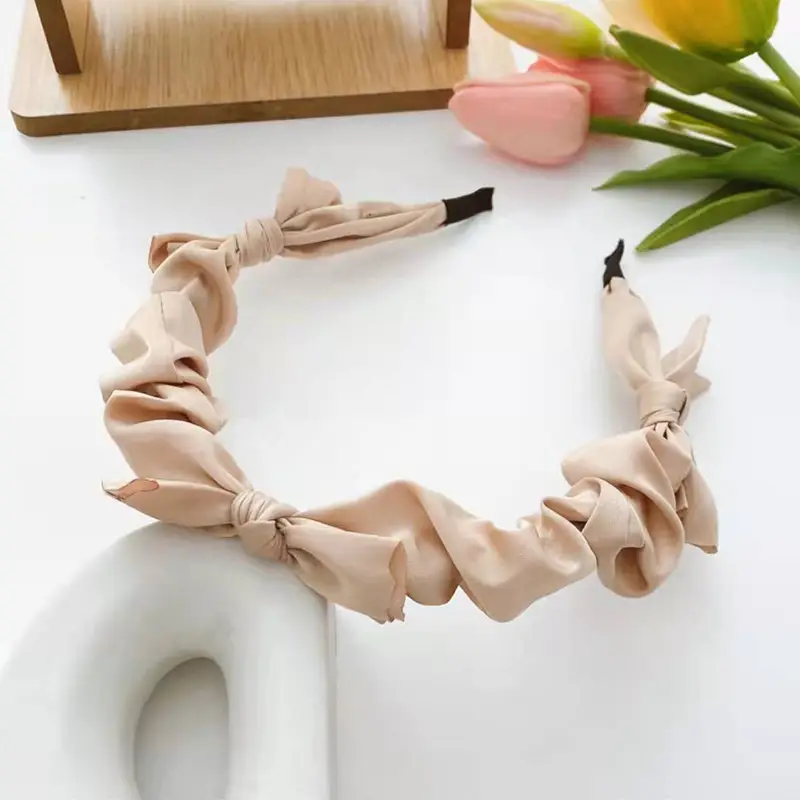 Korean Summer Bow Satin Hairbands Women Silk Headbands
