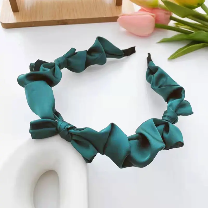 Korean Summer Bow Satin Hairbands Women Silk Headbands