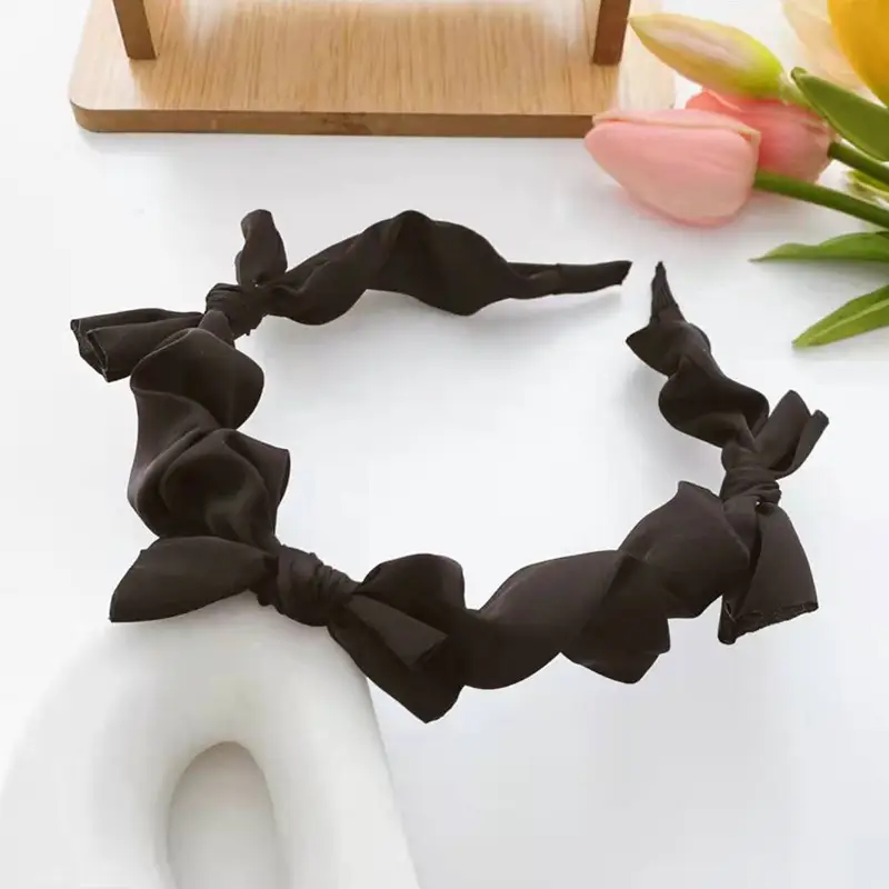 Korean Summer Bow Satin Hairbands Women Silk Headbands