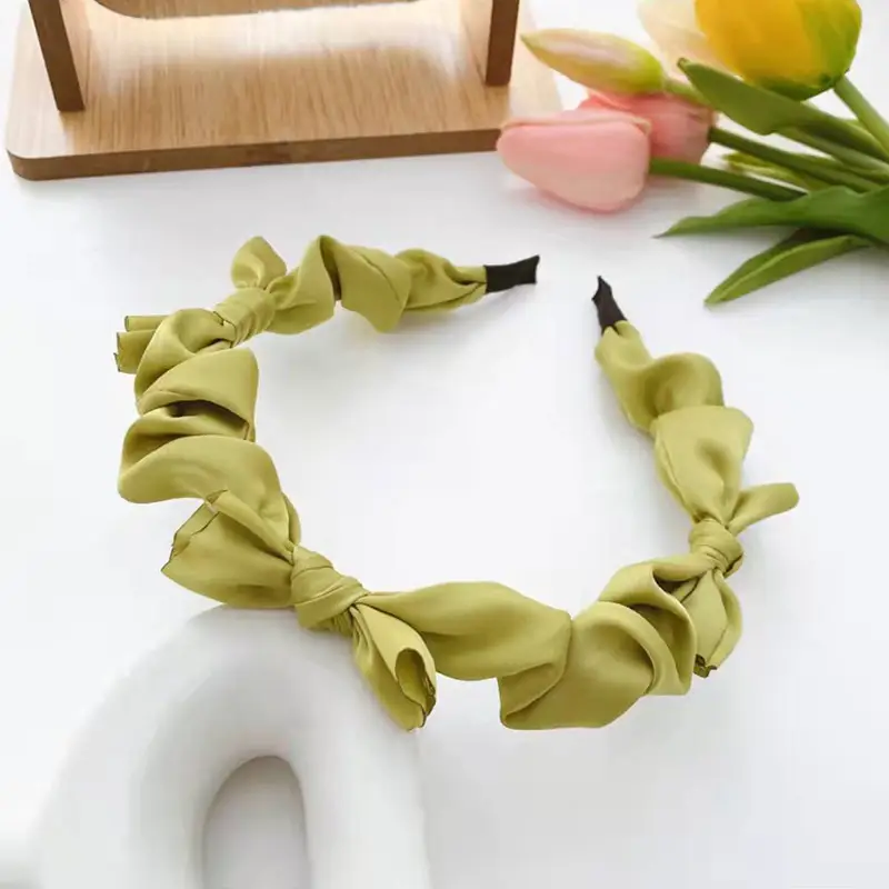 Korean Summer Bow Satin Hairbands Women Silk Headbands