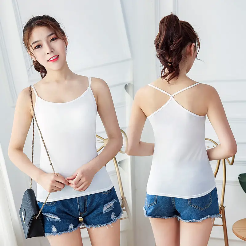 Camisole women's summer student bottoming shirt Women's slim fit all-match off-neck small camisole women's solid color factory direct sales