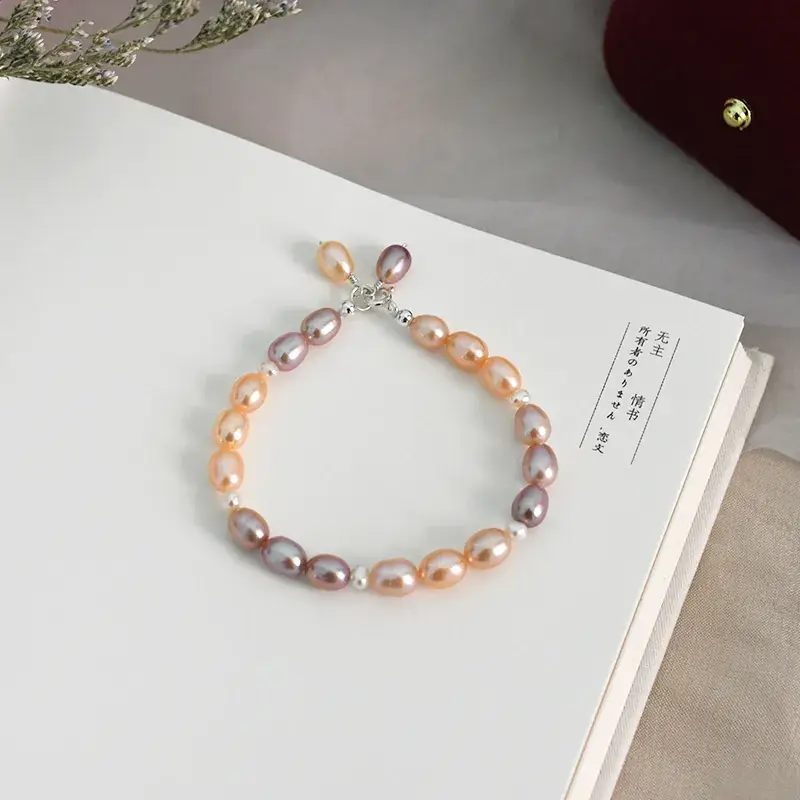 Freshwater Pearl Bracelet for Girls, Orange Pink Purple, New Arrival - Image 4