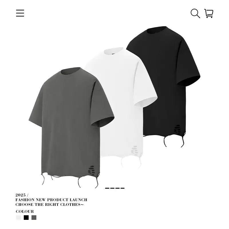 Men's 250g Heavy Tide Printed T-Shirt Black