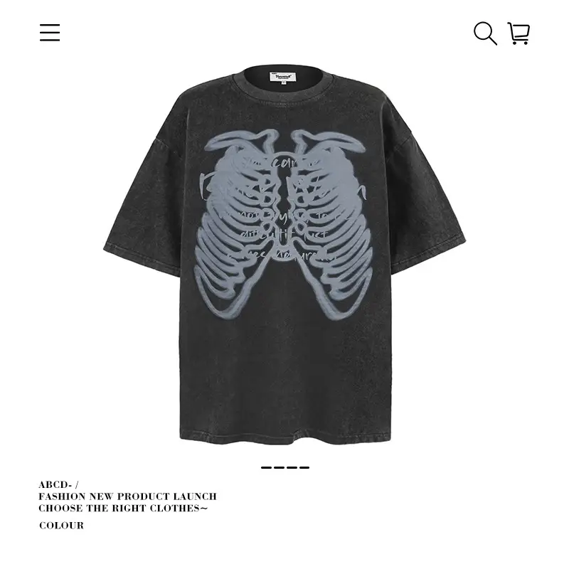 Men's 250g Heavy Tide Printed T-Shirt Black