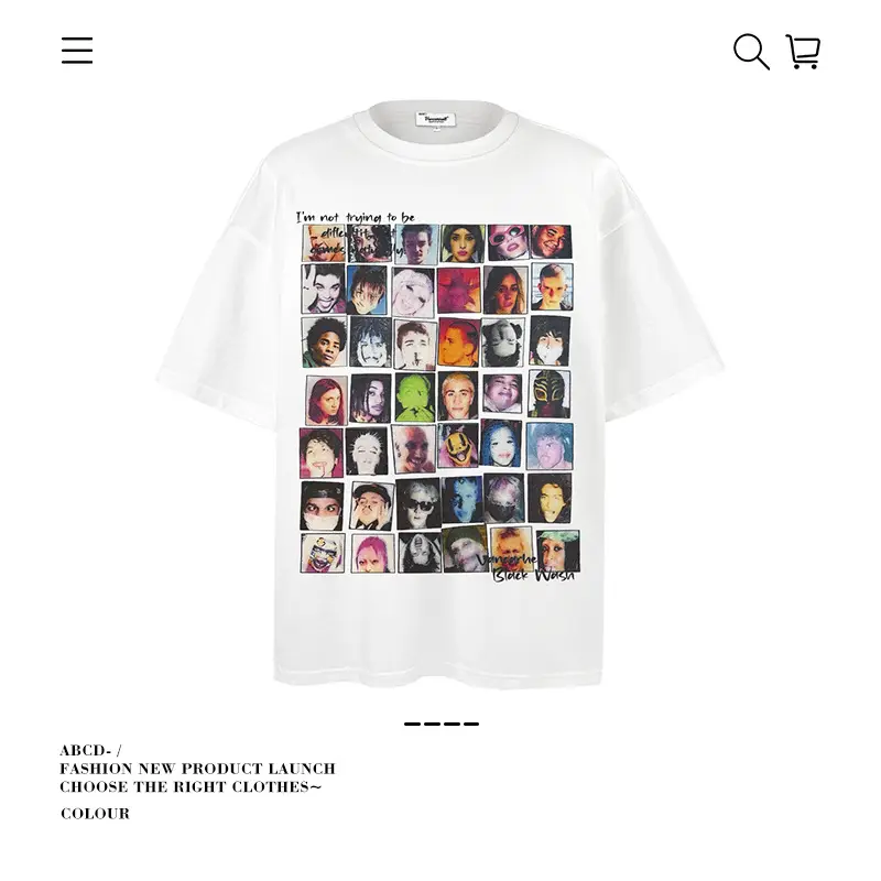 Men's 250g Heavy Tide Printed T-Shirt Black