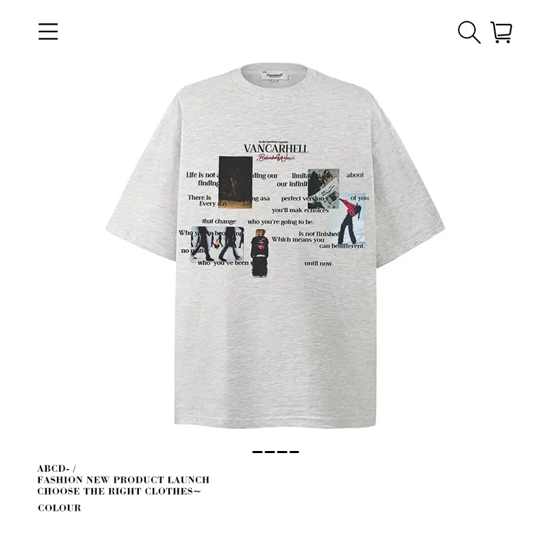Men's 250g Heavy Tide Printed T-Shirt Black