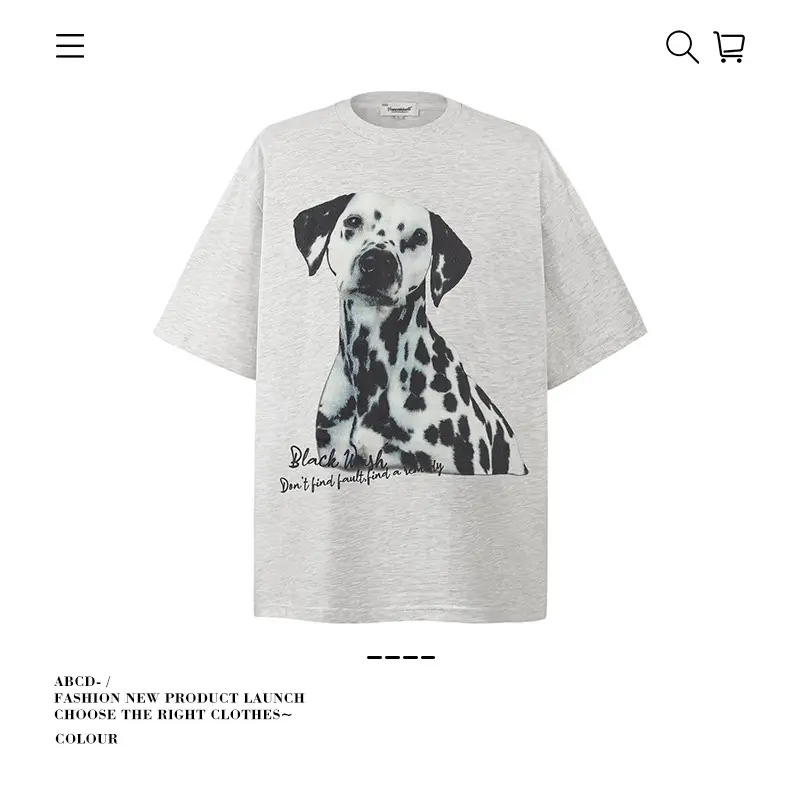 Men's 250g Heavy Tide Printed T-Shirt Black