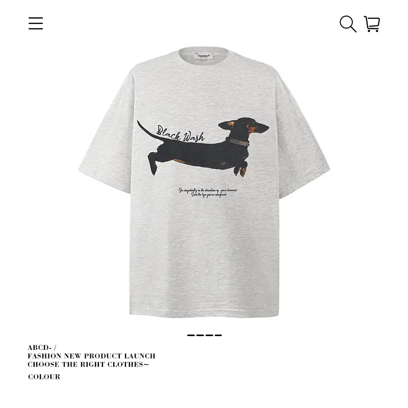 Men's 250g Heavy Tide Printed T-Shirt Black