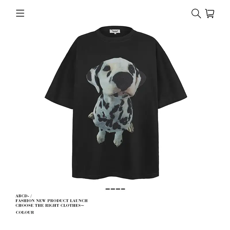 Men's 250g Heavy Tide Printed T-Shirt Black