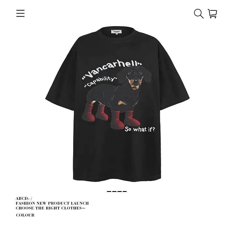 Men's 250g Heavy Tide Printed T-Shirt Black