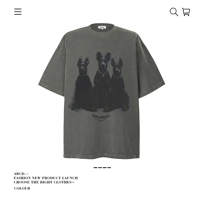 Men's 250g Heavy Tide Printed T-Shirt Black